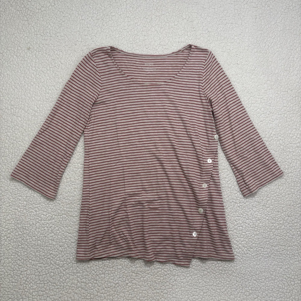 J. Jill Pure Jill Asymmetric Button Tunic Top Stripe Size XS Petite Cotton Modal